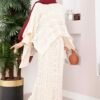 Openwork Knit Top and Hem Edge Two-Piece Set Ecru