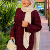 Lace-Patterned Two-Piece Knit Dress with Underlayer Burgundy - immagine 2