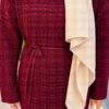 Lace-Patterned Two-Piece Knit Dress with Underlayer Burgundy - immagine 4
