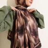 Watercolor Pattern Bamboo Crinkle Scarf Brown - Image 5