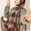 Watercolor Pattern Bamboo Crinkle Scarf Brown - Image 6