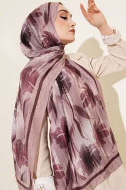 Alternative view of Watercolor Pattern Bamboo Crinkle Scarf Sand Beige