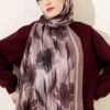Watercolor Pattern Bamboo Crinkle Scarf Brown - Image 2