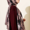 Watercolor Pattern Bamboo Crinkle Scarf Brown - Image 3