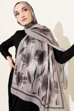 Alternative view of Watercolor Pattern Bamboo Crinkle Scarf Grey
