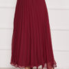 Pleated Modest Skirt with Ruffled Hem Edge Burgundy - immagine 2