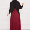 Pleated Modest Skirt with Ruffled Hem Edge Burgundy - immagine 4