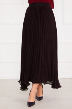 Alternative view of Pleated Modest Skirt with Ruffled Hem Edge Brown