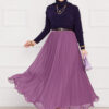 Pleated Modest Skirt with Ruffled Hem Edge Lilac