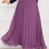Pleated Modest Skirt with Ruffled Hem Edge Lilac - Imagen 2
