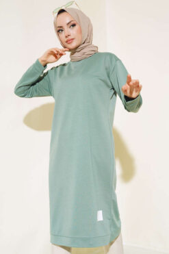 Alternative view of Long Tunic with Emblem Detail Hazel