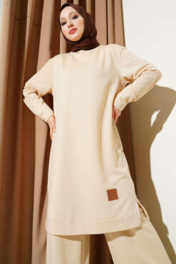 Alternative view of Embroidered Wide Leg Two-Piece Set Sand Beige