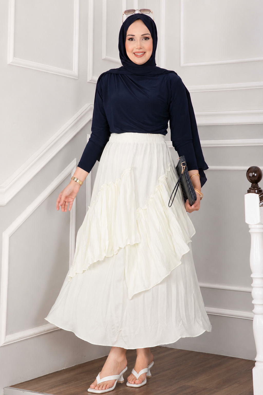 Asymmetrical Tiered Ruffled Hem Edge Skirt Yellow