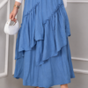 Asymmetrical Tiered Ruffled Hem Edge Skirt Indigo - immagine 2