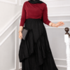 Asymmetrical Tiered Ruffled Hem Edge Skirt Black