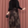 Asymmetrical Cut Printed Tulle Skirt Brown - Image 5
