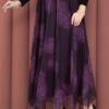 Asymmetrical Cut Printed Tulle Skirt Plum – Image 2