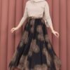Asymmetrical Cut Printed Tulle Skirt Black - Image 3