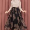 Asymmetrical Cut Printed Tulle Skirt Black - Image 4