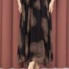 Asymmetrical Cut Printed Tulle Skirt Black - Image 2