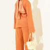 Asymmetrical Cut French Terry Two-Piece Set with Drawstring Orange - Imagen 3