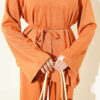 Asymmetrical Cut French Terry Two-Piece Set with Drawstring Orange - Imagen 4