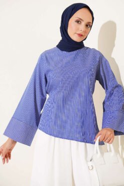 Asymmetrical Cut Tunic Navy Blue