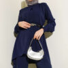Chain-Detailed Zip-Up French Terry Two-Piece Set Navy Blue – Bild 5