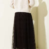 Floral Pattern Tulle Belted Skirt Dark Brown - immagine 3