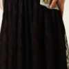 Floral Pattern Tulle Belted Skirt Dark Brown - immagine 4