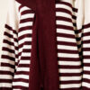 Striped Knit Two-Piece Set with Scarf Detail Burgundy - immagine 4