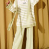 Striped Knit Two-Piece Set with Scarf Detail Aqua Green