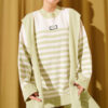 Striped Knit Two-Piece Set with Scarf Detail Aqua Green - Imagen 2