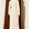 Diamond Pattern Openwork Knit Dress Beige - Imagen 3