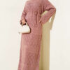 Diamond Pattern Openwork Knit Dress Rose Dust