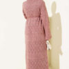Diamond Pattern Openwork Knit Dress Rose Dust - الصورة 3