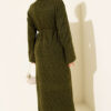 Diamond Pattern Openwork Knit Dress Khaki - Imagen 3