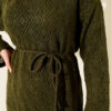 Diamond Pattern Openwork Knit Dress Khaki - Imagen 4