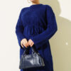 Diamond Pattern Openwork Knit Dress Parliament Blue - Imagen 2