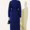 Diamond Pattern Openwork Knit Dress Parliament Blue - Imagen 3