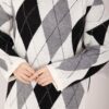 Oversized Knit Sweater with Houndstooth Pattern Ecru - Image 5