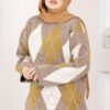 Oversized Knit Sweater with Houndstooth Pattern Mink - Image 3