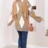 Oversized Knit Sweater with Houndstooth Pattern Mink - Image 9