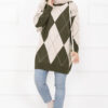 Diamond Pattern Knit Sweater Khaki