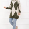 Diamond Pattern Knit Sweater Khaki - Imagen 3