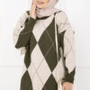 Diamond Pattern Knit Sweater Khaki - Imagen 2