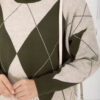 Diamond Pattern Knit Sweater Khaki - Imagen 4