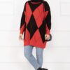Diamond Pattern Knit Sweater Red - Afbeelding 3