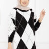 Diamond Pattern Knit Sweater Black – Bild 2