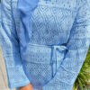 Diamond Pattern Two-Piece Knit Dress with Inner Layer Baby Blue - Imagen 4